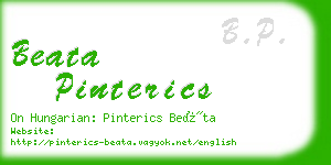 beata pinterics business card